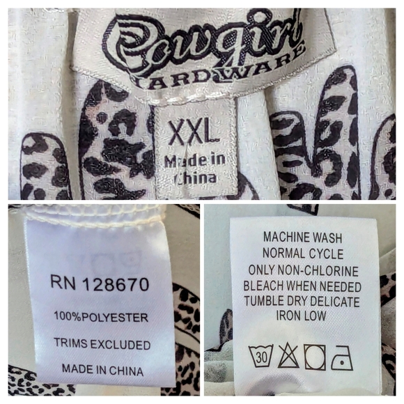 Never Worn Cowgirl Hardware Sheet Off White Hi Lo Tunic W Leopard Print Cactus - Picture 9 of 16